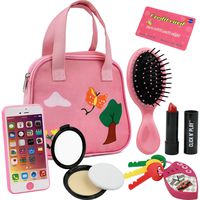 Click N' Play 8Piece Girls Pretend Play Purse, Including A Smartphone, Car Keys, Credit Card, Lipstick, Lights Up & Make Real Life Sounds