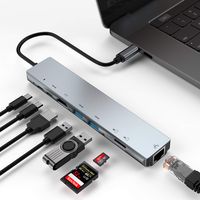 XVZ USB C Hub Adapter, 8-in-1 USB C Adapter with Ethernet Port, 4K USB C to HDMI, 3 USB 3.0 Ports,SD/TF Card Reader and PD Charging Port for MacBook Pro, ChromeBook with Mini Type C