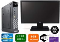 Lenovo ThinkCentre M93P Tiny Mini Business Desktop Computer, Intel Dual-Core i5-4570T Processor up to 3.60 GHz, 8GB RAM, 240GB SSD, WiFi, Windows 10 Pro,Mounted on 22" LCD AIO (Renewed)