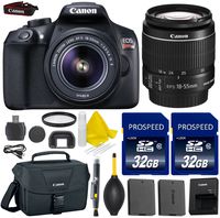 Canon EOS Rebel T6 WiFi Enabled 18MP EF-S Digital SLR Camera Bundle + Canon EF-S 18-55mm is Lens + 2pc High Speed 32GB Memory Cards + UV Filter + Extra Battery + Deluxe Canon Case + 9pc Accessory Kit