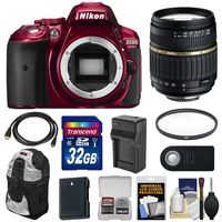 Nikon D5300 Digital SLR Camera Body (Red) with 18-200mm VC Lens + 32GB Card + Backpack + Battery & Charger + Filter + Kit