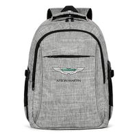 Laptop Backpack Waterproof Aston-Martin-Logo- Computer Backpack with USB Charging Port for Men Womens Durable Durable Laptops Backpack Fits 15.6 Inch Laptop Notebook-Grey