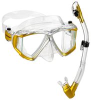 Cressi Italian Designed Liberty Quattro Panoramic View Tempered Glass Lens Premium Scuba Snorkeling Mask Dry Snorkel Set, CLGL
