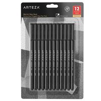 ARTEZA Fineliner Fine Point Pens, Fine Tip Markers, Black Color (0.4 mm Tips, Set of 12)