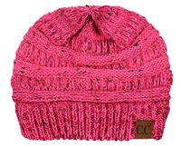 C.C Trendy Warm Chunky Soft Stretch Cable Knit Beanie Skully, Ombre Bubblegum Pink
