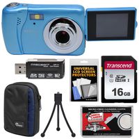 Vivitar ViviCam VXX14 Selfie Digital Camera (Blue) with 16GB Card + Case + Tripod + Reader + Kit