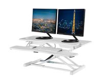 TechOrbits Standing Desk Converter - 37" Stand Up Desk Riser - White Sit Stand Desk - Height Adjustable Desk Workstation
