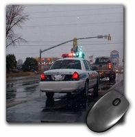 3dRose LLC 8 x 8 x 0.25 Inches A Police Car with its Lights on Rain Storm in Hot Pursuit of a Vehicle Pattern Mouse Pad (mp_48315_1)