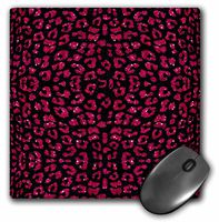 3D Rose"Red and Black Printed Sparkle Leopard Print" Matte Finish Mouse Pad - 8 x 8" - mp_110720_1