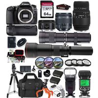 Canon EOS 80D DSLR Camera with 18-55mm Lens, 50mm f1.8 Lens & Sigma 70-300mm Lens + 420-800mm & 650-1300mm Telephoto Zoom Lenses Prime Accessory Bundle