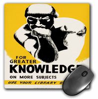 3D Rose"for Greater Knowledge Use Your Library Often with Thinker Statue" Matte Finish Mouse Pad - 8 x 8" - mp_171312_1