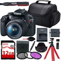 Canon EOS Rebel T7 DSLR Camera with 18-55mm Lens + 32GB Extreme Card + Filters + Tulip Hood & More