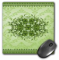 3dRose LLC 8 x 8 x 0.25 Inches Mouse Pad, Pretty Moss Green Vintage Floral Design (mp_77728_1)