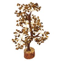 FASHIONZAADI Tiger Eye Gemstone Money Chakra Tree Feng Shui Bonsai Trees Healing Crystals Stone Reiki Chakras Good Luck Table Décor Crystal Size 10-12 inch (Golden Wire)