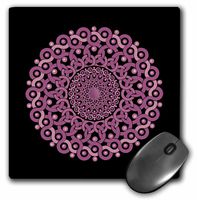 3dRose LLC 8 X 8 X 0.25 Inches Mouse Pad, Muted Pink and Mauve Fantasy Swirly Vintage Mandala on Black Background (mp_32334_1)