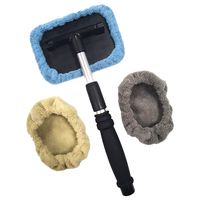 Polyte Pivoting Windshield Glass Cleaning Tool Extendable Aluminum Handle w/Microfiber Covers