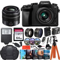 Panasonic Lumix DMC-G7 4K Wi-Fi Digital Camera & 14-42mm Lens (Black) + 64GB Transcend Memory Card + Battery & Charger + Case + Spider Tripod and More...
