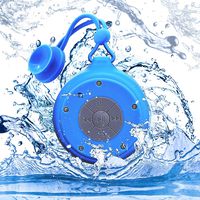 GANSS Waterproof Bluetooth Shower Speaker with Suction Cup, Portable, Built-in Mic, Hands-Free Calling(Blue)