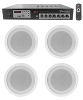 Rockville Commercial 70v Amp+(4) White 5" Ceiling Speakers 4 Restaurant/Bar/Cafe