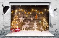 7x5ft Christmas Photo Backdrops Christmas Lights Decoration Pictorial Cloth Vinyl Wood Photography Background Customized Studio Props SDJ-197