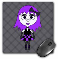3dRose LLC 8 X 8 X 0.25 Inches Cute Goth Punk Rock Girl Purple Grey Mouse Pad (mp_24661_1)