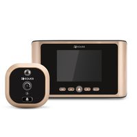 Greeter Plus Digital Door Viewer & Doorbell - LCD Security Camera Monitor 165° Wide Angle Lens Video Record Photo Shooting - with Motion Sensor - No APP - Peephole Needed (Gold Earth - Plus)