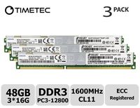 Timetec 48GB Kit (3x16GB) DDR3L 1600MHz PC3-12800 Registered ECC 1.35V CL11 2Rx4 Dual Rank 240 Pin RDIMM Server Memory RAM Module Upgrade (48GB Kit (3x16GB))