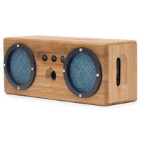 Bongo Bamboo Retro Bluetooth Speakers - Portable Wireless Handcrafted Wood Speaker for Travel, Home, Outdoors | Dual Passive Subwoofer, 15 Hour Battery - Vintage Blue