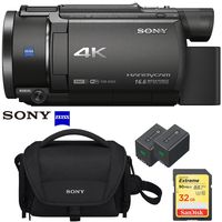 Sony FDR-AX53 4K Ultra HD Handycam Camcorder Video Recording Camera with Exmor R CMOS Sensor and 32GB Memory Card Case Extra Battery Pro Bundle
