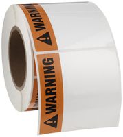 Brady THTEL-161-483-1-WA 4" Width x 4" Height, B-483 Polyester, Orange with Black on White Warning Arc Flash Label (500 per Roll), Pack of 2