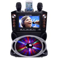 Karaoke USA GF846 DVD/CDG/MP3G Karaoke Machine with 7" TFT Color Screen, Record, Bluetooth and LED Sync Lights