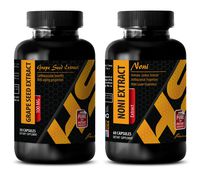Energy Booster Powder - Grape Seed Extract - NONI Extract - Grape Seed antioxidant - 2 Bottles Combo (30 Capsules + 60 Capsules)