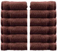 White Classic Luxury Cotton Washcloths - Large Hotel Spa Bathroom Face Towel | 12 Pack | Brown