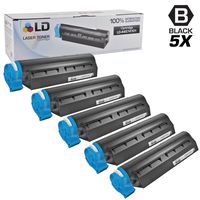 LD Compatible Toner Cartridge Replacement for Okidata 44574701 (Black, 5-Pack)