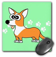 3dRose LLC 8 x 8 x 0.25 Inches Tan Cardigan Corgi with Paw Prints Mouse Pad (mp_6161_1)