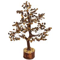 Crocon Tiger Eye Gemstone Money Tree Feng Shui Bonsai for Reiki Healing Chakra Stone Balancing Energy Generator Spiritual Meditation Home Interior Office Decor Size 10-12 Inch