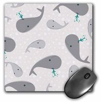 3dRose Cute Whale and Baby Print Grey - Mouse Pad, 8 by 8 inches (mp_58600_1)