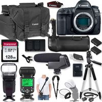 Canon EOS 5D Mark IV DSLR Camera (Body Only) Kit with Premium Canon Case, Auto TTL Speed Light Flash, 128GB Memory Card & Professional Photo/Video Kit