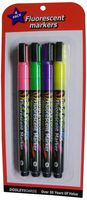 Dooley Fine Tip Fluorescent Markers, 4 Pack (414PF)