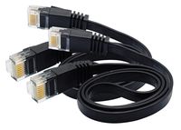 AAOTOKK Cat6 Network Cable,Black Flat Male RJ45 Ethernet Patch Internet LAN Wire Cable for Modem, Router, PC, Mac, Laptop, PS2, PS3, PS4, Xbox, and Xbox 360 Black(0.5M/1.5ft-2Pack)