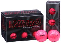 Long Distance Golf Balls (12PK) All Levels-Nitro Maximum Distance Titanium Core 85 Compression High Velocity Spin Control Long Distance Golf Balls USGA Approved-Total of 12-Hot Pink