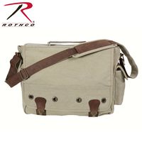 Rothco Canvas Trailblazer Laptop Bag- Khaki/Leather