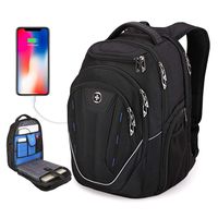 TSA Friendly, Swissdigital Water-Resistant Large Backpack, Business Laptop Backpack for Men with USB Charging Port/RFID Protection Big School Bookbag Fits 15.6 in Travel Laptop Backpack (A)