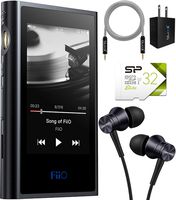 FiiO M9 Bluetooth Audio Player Bundle with Silicon Power 32GB Class 10 SDHC MicroSD Card, 1MORE Piston Fit E1009 Earphones (Space Gray), Blucoil USB Wall Adapter, and 5-FT Audio Aux Cable