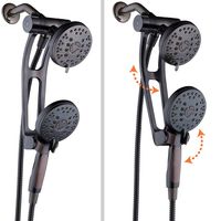 AquaSpa High Pressure 48-mode Luxury 3-way Combo with Adjustable Extension Arm - Dual Rain & Handheld Shower Head - Extra Long 6 Foot Stainless Steel Hose - All Oil Rubbed Bronze Finish - Top US Brand