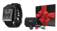 Garmin Approach S10 (Black) Gift Box Bundle | Includes HD Screen Protectors, PlayBetter USB Car & Wall Charging Adapters, Protective Case | Golf GPS Watch, 40,000 Courses | Black Gift Box, Red Bow