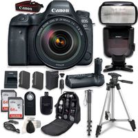 Canon EOS 6D Mark II with EF 24-105mm f/4L is II USM Lens - with Canon BG-E21 Battery Grip + Professional Accessory Bundle (15 Items)