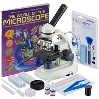 AmScope M170C-SP14-CKI-WM 40X-1000X LED Solid-Metal Portable Compound Microscope with Slide Preparation + Cleaning Kits and Book