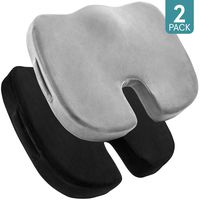 2 Pack Comfort Seat Cushion - Memory Foam Tailbone Pillow Pad for Sitting, Office, Computer Desk Chair, Car, Travel - Contoured Posture Corrector for Sciatica, CoccyxBack Pain Relief (Black and Grey)