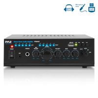 Pyle 2X120 Watt Home Audio Power Amplifier - Portable 2 Channel Surround Sound Stereo Receiver w/ USB in - for Amplified Subwoofer Speaker, CD DVD, MP3, iPhone, Phone, Theater, PA System - PTAU45